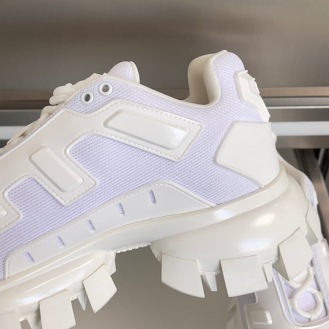 PRADA 26S CLOUDBUST THUNDER SNEAKERS 60MM IN WHITE MESH FABRIC