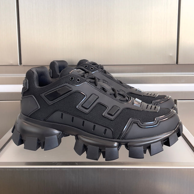 PRADA 26S CLOUDBUST THUNDER SNEAKERS 60MM IN BLACK MESH FABRIC
