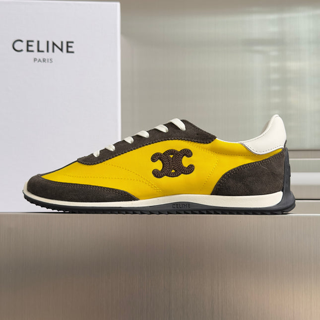 26S RACER SNEAKERS IN YELLOW FABRIC AND DARK GREY SUEDE