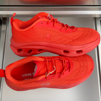 LOEWE 26S CHUNKY SOLE LACE UP SNEAKERS 45MM IN DARK RED MESH FABRIC