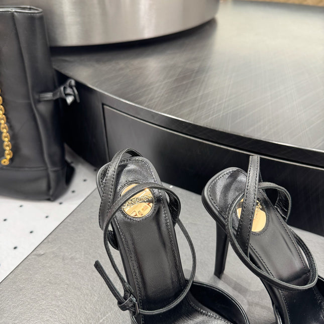 YSL 26S SQUARE-TOE HIGH HEELS 105 MM IN BLACK CALFSKIN