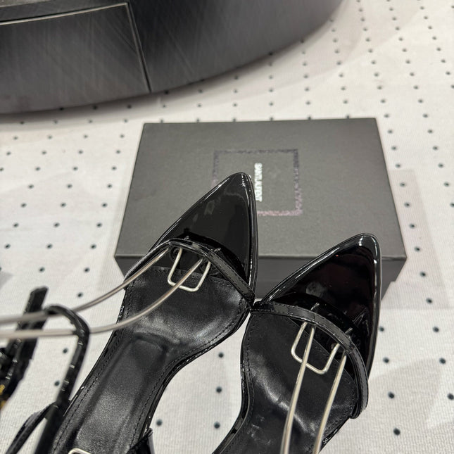 YSL 26S WEDGE HEELS 105 MM IN BLACK GLOSSY CALFSKIN