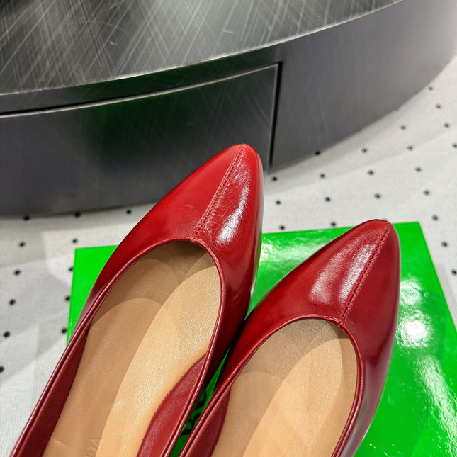 BOTTEGA VENETA 26S BALLET FLATS IN RED CALFSKIN