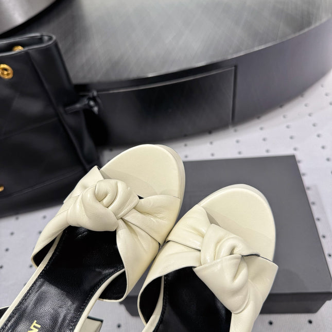 YSL 26S SANDAL HIGH HEELS 120 MM IN CREAM WHITE CALFSKIN