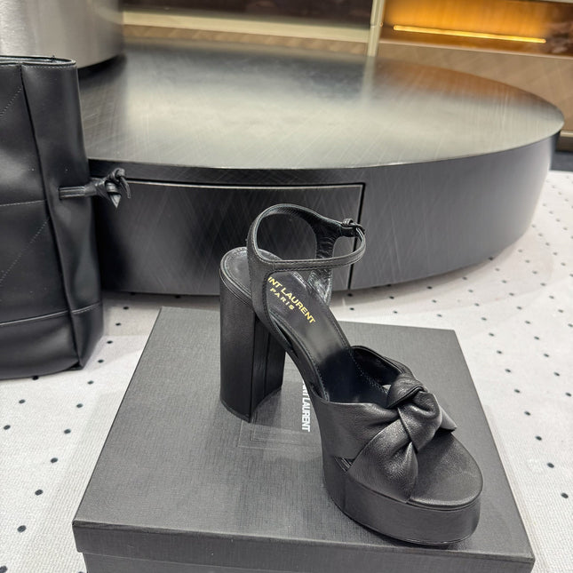 YSL 26S SANDAL HIGH HEELS 120 MM IN BLACK CALFSKIN