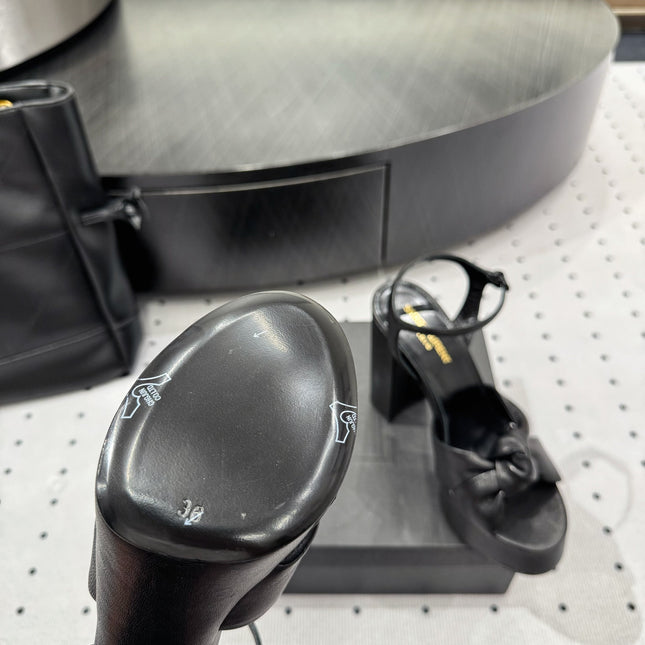 YSL 26S SANDAL HIGH HEELS 120 MM IN BLACK CALFSKIN