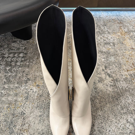 BALMAIN 26S BOOT 95 MM IN CREAM WHITE CALFSKIN