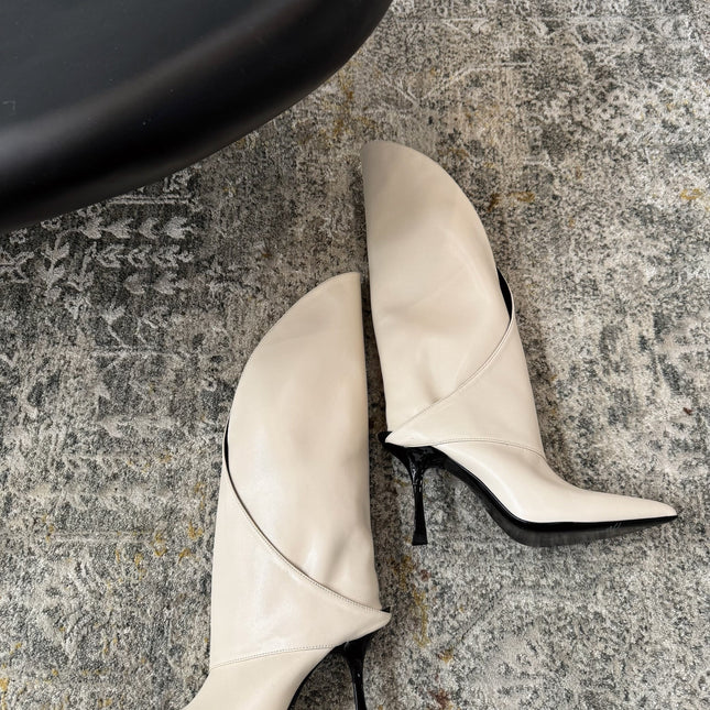 BALMAIN 26S BOOT 95 MM IN CREAM WHITE CALFSKIN