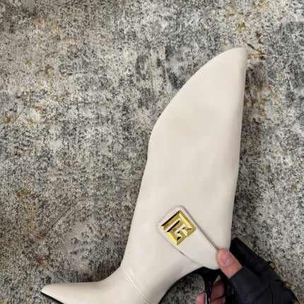 BALMAIN 26S BOOT 95 MM IN CREAM WHITE CALFSKIN