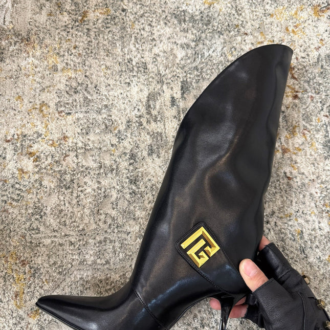 BALMAIN 26S BOOT 95 MM IN BLACK CALFSKIN