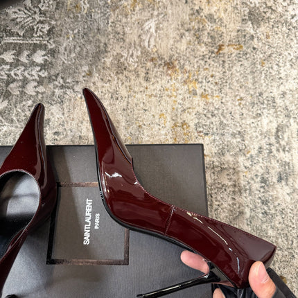 YSL 26S HEELED SHOES 110 MM IN DARK RED GLOSSY CALFSKIN