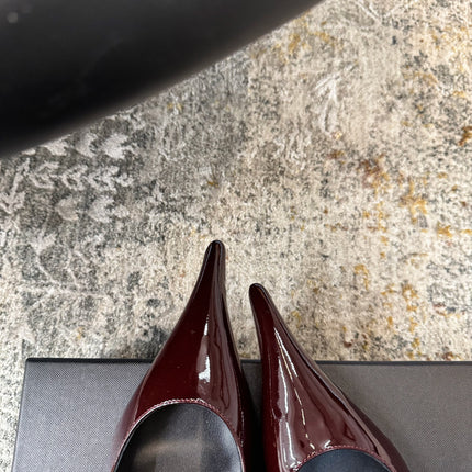 YSL 26S HEELED SHOES 110 MM IN DARK RED GLOSSY CALFSKIN