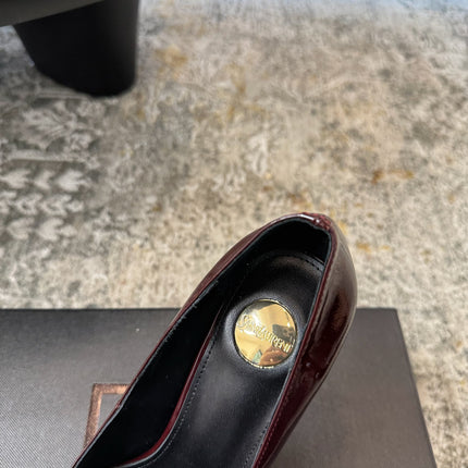 YSL 26S HEELED SHOES 110 MM IN DARK RED GLOSSY CALFSKIN
