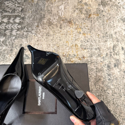 YSL 26S HEELED SHOES 110 MM IN BLACK GLOSSY CALFSKIN