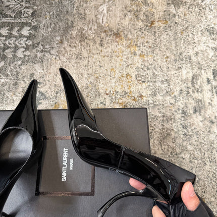 YSL 26S HEELED SHOES 110 MM IN BLACK GLOSSY CALFSKIN