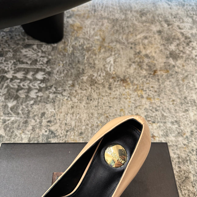 YSL 26S HEELED SHOES 110 MM IN WARM NUDE GLOSSY CALFSKIN