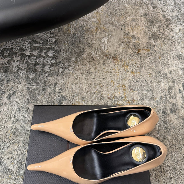 YSL 26S HEELED SHOES 110 MM IN WARM NUDE GLOSSY CALFSKIN