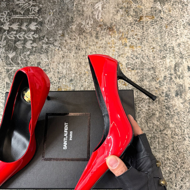 YSL 26S HEELED SHOES 110 MM IN RED GLOSSY CALFSKIN