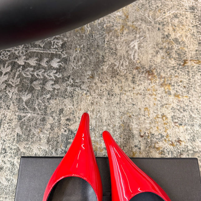 YSL 26S HEELED SHOES 110 MM IN RED GLOSSY CALFSKIN