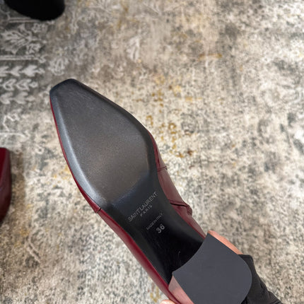 YSL 26S ANKLE BOOTS 70 MM IN DARK RED SHINY CALFSKIN