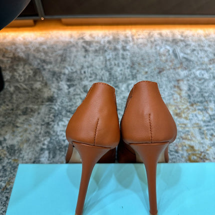 AQUAZZURA 26S HIGH HEELS 110 MM IN BROWN CALFSKIN