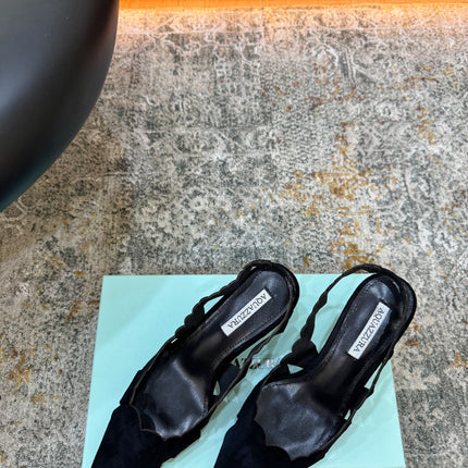 AQUAZZURA 26S SLINGBACK 60 MM IN BLACK SUEDE