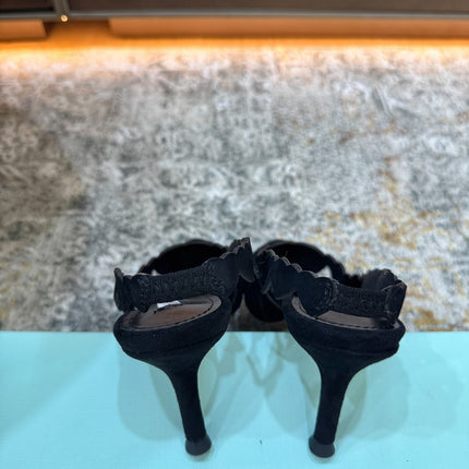 AQUAZZURA 26S SLINGBACK 60 MM IN BLACK SUEDE