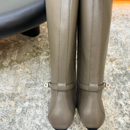 HM 26S KNEE-HIGH BOOTS 35 MM IN KHAKI GREY CALFSKIN