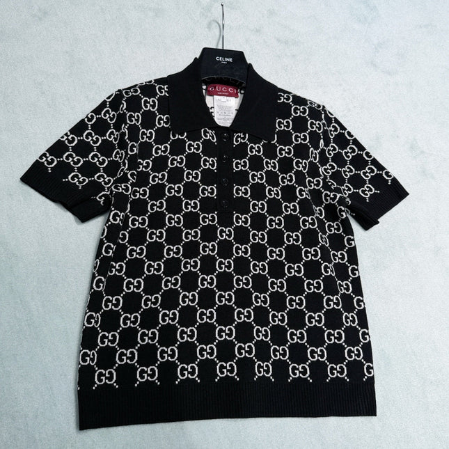 GUCCI 26S SHORT-SLEEVE KNIT POLO SHIRT 248