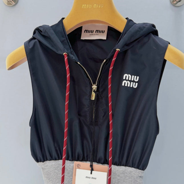 MIUMIU 26S SLEEVELESS HOODED DRESS 904