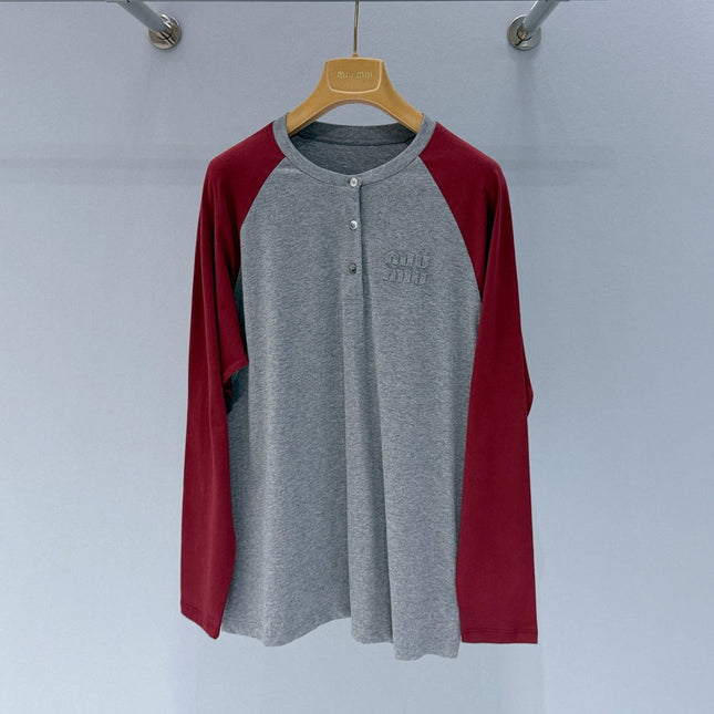 MIUMIU 26S LONG SLEEVE BUTTONED T-SHIRT 895