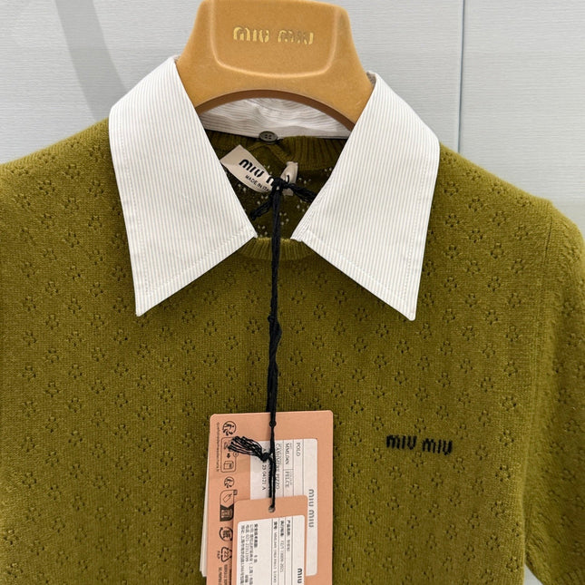 MIUMIU 26S SHORT-SLEEVED KNIT POLO SHIRT STYLE 1062