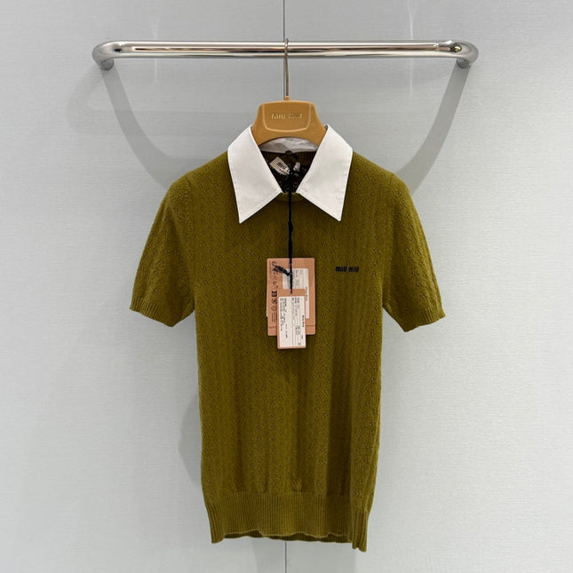 MIUMIU 26S SHORT-SLEEVED KNIT POLO SHIRT STYLE 1062