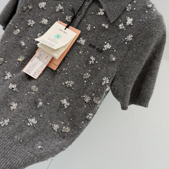 MIUMIU 26S SHORT-SLEEVED KNIT POLO SHIRT STYLE 1061