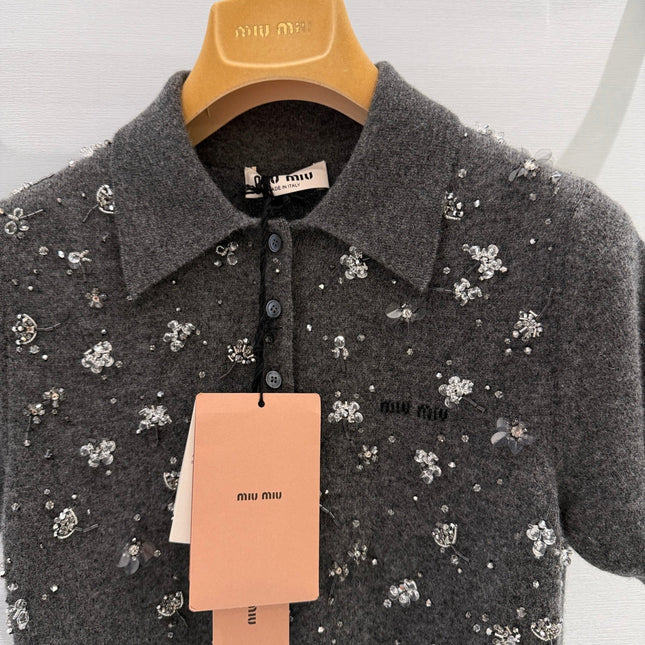 MIUMIU 26S SHORT-SLEEVED KNIT POLO SHIRT STYLE 1061