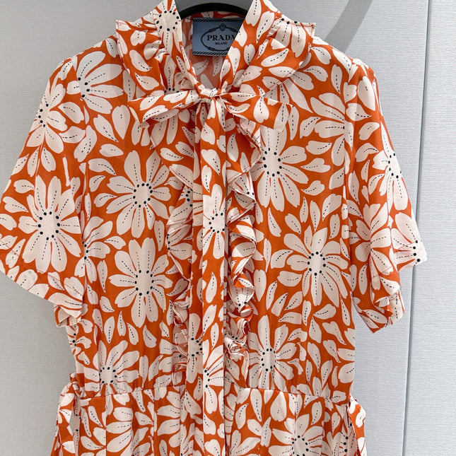 PRADA 26S PRINTED PLEATED DRESS STYLE 987