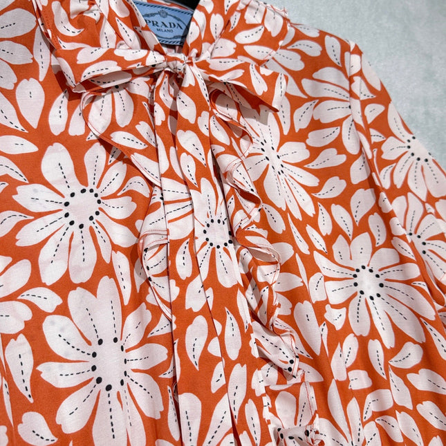 PRADA 26S PRINTED PLEATED DRESS STYLE 987