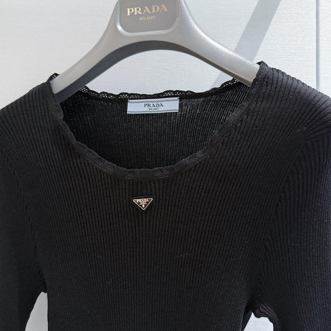 PRADA 26S SHORT-SLEEVE KNIT SWEATER STYLE 945