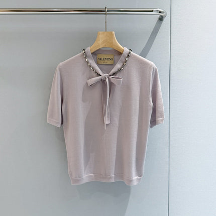 VALENTINO 26S SHORT-SLEEVE KNIT TOP 392