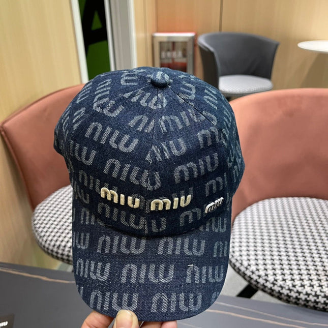 MIUMIU BASEBALL CAP IN BLUE DENIM