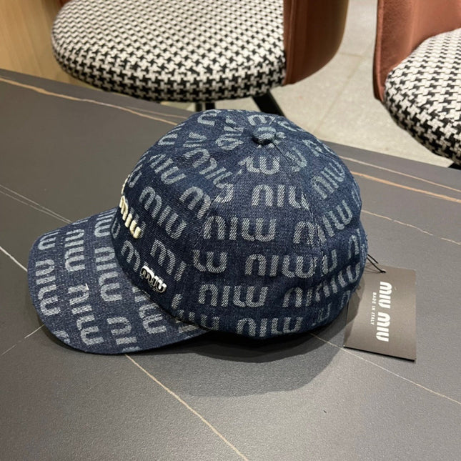 MIUMIU BASEBALL CAP IN BLUE DENIM