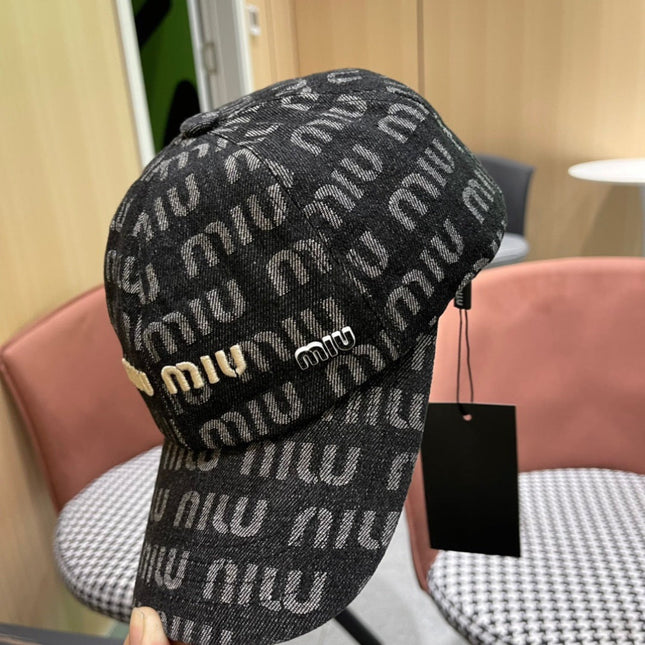 MIUMIU BASEBALL CAP IN DARK SLATE GRAY DENIM
