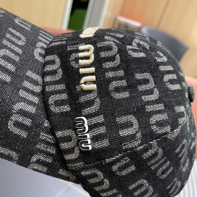 MIUMIU BASEBALL CAP IN DARK SLATE GRAY DENIM