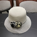 CHANEL 26S FLORAL-EMBELLISHED STRAW HAT 337941