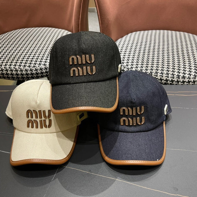 MIUMIU BASEBALL CAP IN LIGHT BEIGE FABRIC AND CALFSKIN
