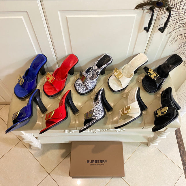 BURBERRY 26S HEELED SANDALS 100 MM IN SNAKESKIN PRINT CALFSKIN