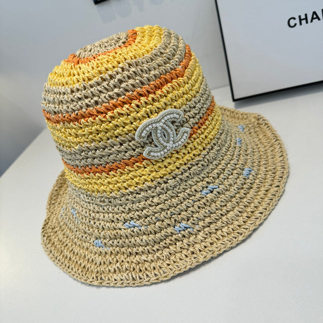 CHANEL 26S CROCHETED STRAW BUCKET HAT 337964