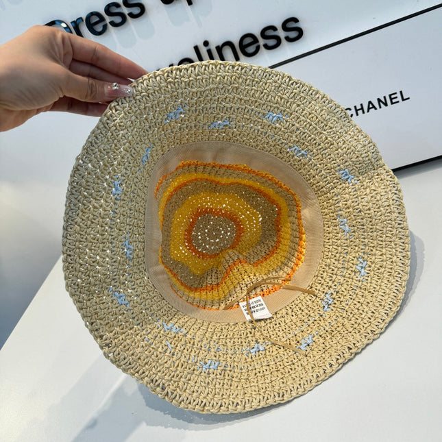 CHANEL 26S CROCHETED STRAW BUCKET HAT 337964