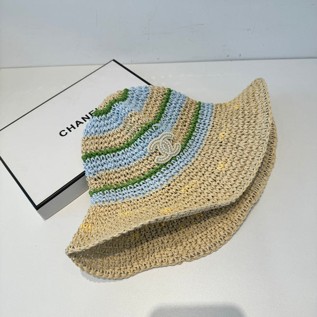 CHANEL 26S CROCHETED STRAW BUCKET HAT 337965