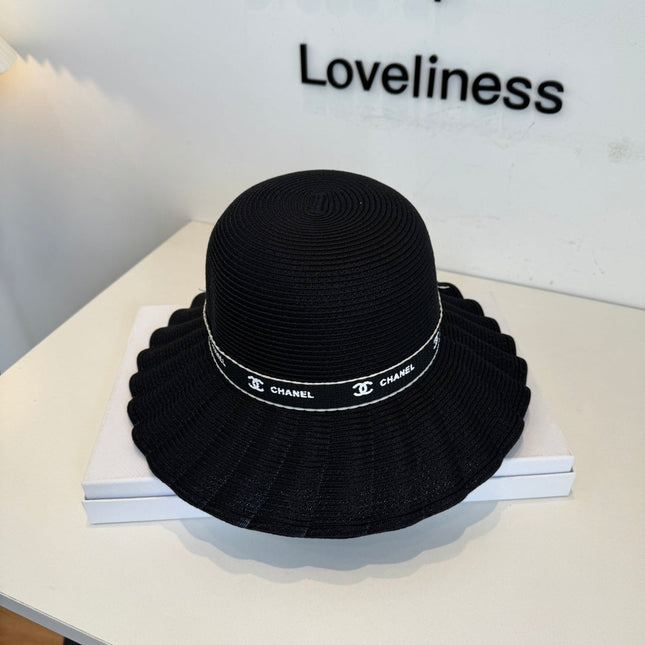 CHANEL 26S WIDE-BRIM HAT WITH LOGO BAND 337954